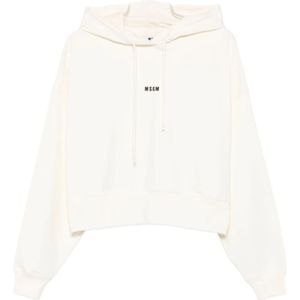 Msgm, Dames, Sweatshirts & Hoodies, Wit, Maat: M Katoen,