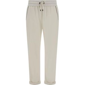 Brunello Cucinelli, Dames, Broeken, Wit, Maat: M Katoen,