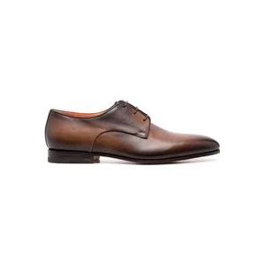 Santoni Cognac Bruine Leren Derby Schoenen , Brown , Heren , Maat: 45 1/2 EU