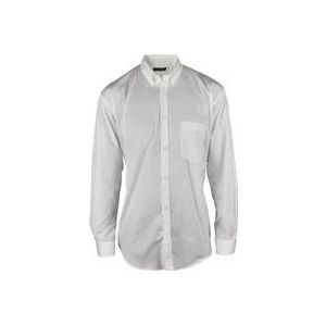 Balenciaga Oversized Wit Katoenen Shirt met Turquoise Logo , White , Heren , Maat: S