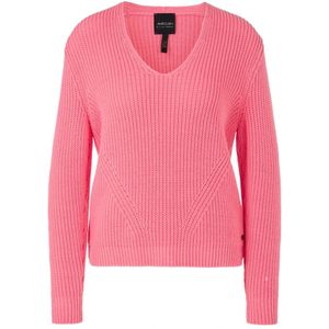 Marc Cain - Gebreide Trui - Roze - V-hals - Katoenmix