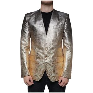 Dolce & Gabbana - Gouden Jacquard Blazer - Heren - Polyester