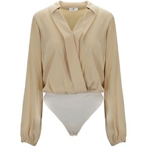 Elisabetta Franchi, Dames, Tops, Beige, Maat: XL Viscose,