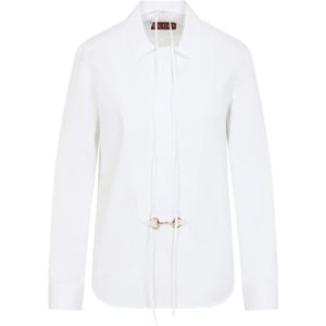 Gucci, Dames, Blouses & Shirts, Wit, Maat: 2XS Katoen,