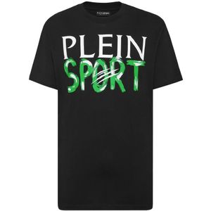 Plein Sport, Heren, Tops, Zwart, Maat: XS Katoen,