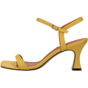 Bibi Lou - Gele Sandalen - Leer - Hoge Hak - Vierkante Neus