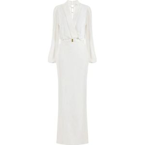 Elisabetta Franchi, Dames, Jurken, Beige, Maat: XS Leer,