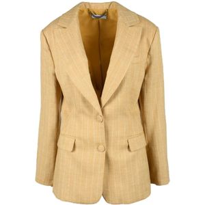 MVP wardrobe, Dames, Jassen, Beige, Maat: 2XS Linnen,