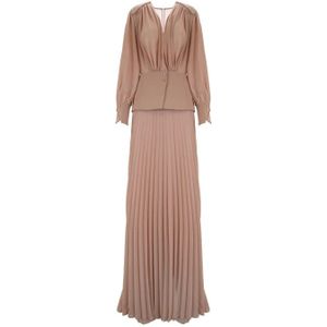 Elisabetta Franchi, Dames, Jurken, Beige, Maat: S Poliester,