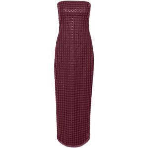 Rotate Birger Christensen - Beaded Maxi Tube Jurk - Bruin