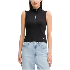 Calvin Klein Jeans, Dames, Tops, Zwart, Maat: XS Katoen,