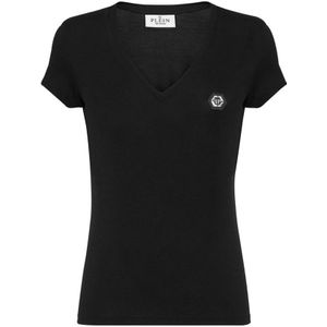 Philipp Plein, Dames, Tops, Zwart, Maat: L Katoen,