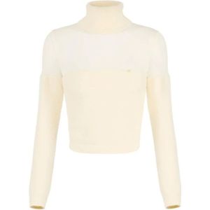 Elisabetta Franchi, Dames, Truien, Beige, Maat: XS Katoen,