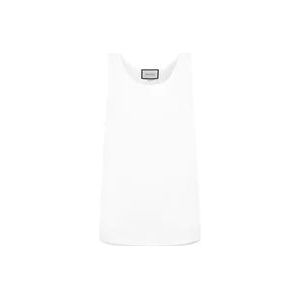 Gucci Logo Tank Top Wit Katoen Italië , White , Heren , Maat: L