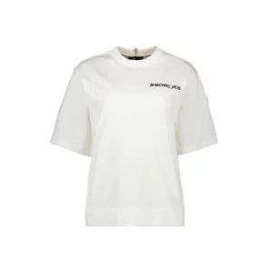 Moncler Logo Oversized Ronde Hals T-shirt , White , Dames , Maat: XS