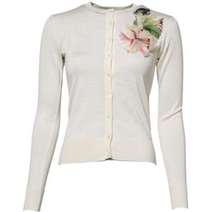 Dolce & Gabbana, Dames, Truien, Wit, Maat: 3XS Zijde,