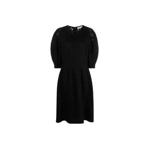 Chloé Linnen jurk met ballonmouwen , Black , Dames , Maat: L