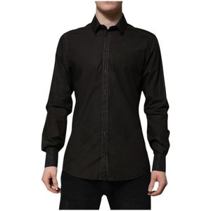 Dolce & Gabbana, Heren, Overhemden, Zwart, Maat: XL Katoen,