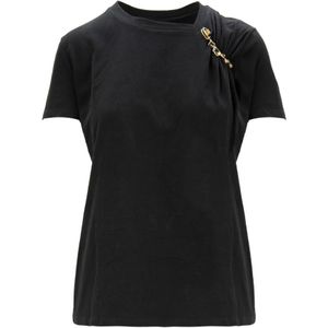 Elisabetta Franchi, Dames, Tops, Zwart, Maat: XL Katoen,