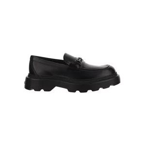 Tod's Zwarte Kalfsleren Loafers Dikke Zool , Black , Heren , Maat: 41 EU