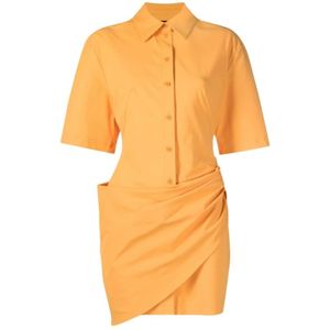 Jacquemus Tangerine Orange Wrap Overhemdjurk , Orange , Dames , Maat: 2XS