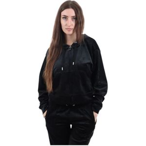 Juicy Couture, Dames, Sweatshirts & Hoodies, Zwart, Maat: XS Velours,