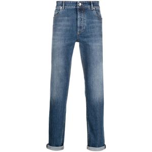 Brunello Cucinelli, Heren, Jeans, Blauw, Maat: S Katoen,