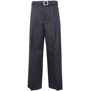 Jil Sander, Heren, Broeken, Zwart, Maat: XL Leer,