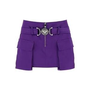Versace Paarse Satijnen Rok met Cargo Zakken , Purple , Dames , Maat: XS