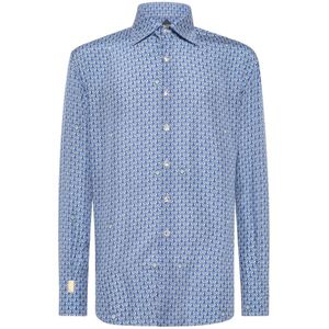 Billionaire, Heren, Overhemden, Blauw, Maat: XS Zijde,