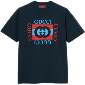 Gucci, Heren, Tops, Blauw, Maat: L Katoen,