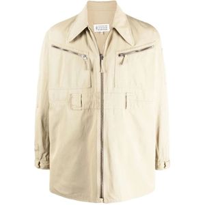Maison Margiela, Dames, Jassen, Beige, Maat: 2XS Katoen,