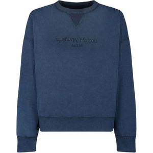 Maison Margiela, Heren, Sweatshirts & Hoodies, Blauw, Maat: S Katoen,