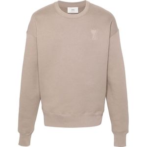 Ami Paris, Dames, Sweatshirts & Hoodies, Beige, Maat: XS Katoen,