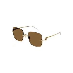Gucci Trendy vierkante zonnebril met bruine lenzen , Yellow , Dames , Maat: 54 MM