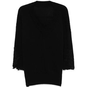 Ermanno Scervino, Dames, Truien, Zwart, Maat: M Viscose,