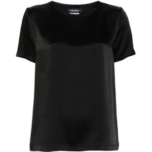 Max Mara, Dames, Tops, Zwart, Maat: L Satijn,