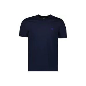 Versace Medusa Geborduurd T-shirt , Blue , Heren , Maat: S