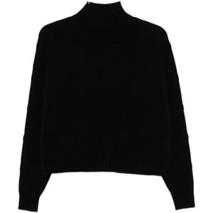 Elisabetta Franchi, Dames, Truien, Zwart, Maat: L Wol,