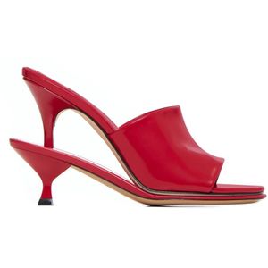 Jacquemus Rode Leren Dubbele Hak Sandalen , Red , Dames , Maat: 39 EU