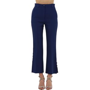Elisabetta Franchi, Dames, Broeken, Blauw, Maat: M Satijn,