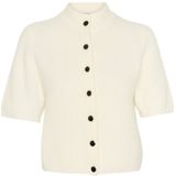 Gestuz - Kort Ivoorkleurig Vest - Dames - Hoge Hals - Gebreide Stof