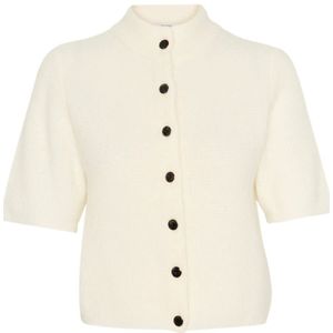 Gestuz - Kort Ivoorkleurig Vest - Dames - Hoge Hals - Gebreide Stof