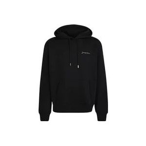 Jacquemus Zwarte hoodie met geborduurd logo , Black , Heren , Maat: L