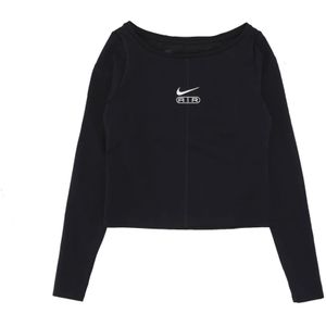 Nike - Air Logo Tee - T-shirt - Zwart - Dames - Lange Mouw - Katoen