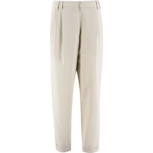 Brunello Cucinelli, Dames, Broeken, Beige, Maat: S Wol,