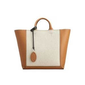 Tod's Double Up Shopping Tas in Leer en Canvas , Multicolor , Dames , Maat: ONE Size