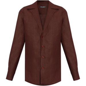 Dolce & Gabbana, Heren, Overhemden, Rood, Maat: L Linnen,