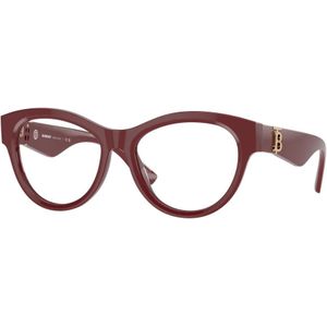 Burberry - Rood - Optisch Montuur - Rond - Acetaat - Geschikt voor Glazen op Recept
