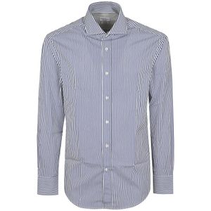 Brunello Cucinelli, Heren, Overhemden, Blauw, Maat: M Katoen,